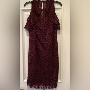 NEW White House Black Market Dress Size 6 Mahogany Red Lace Sleeveless Lined